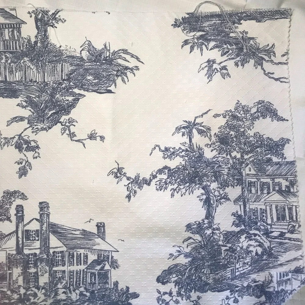 Classic Delft Blue Toile Cotton Home Accent Fabric  4 Blocks
